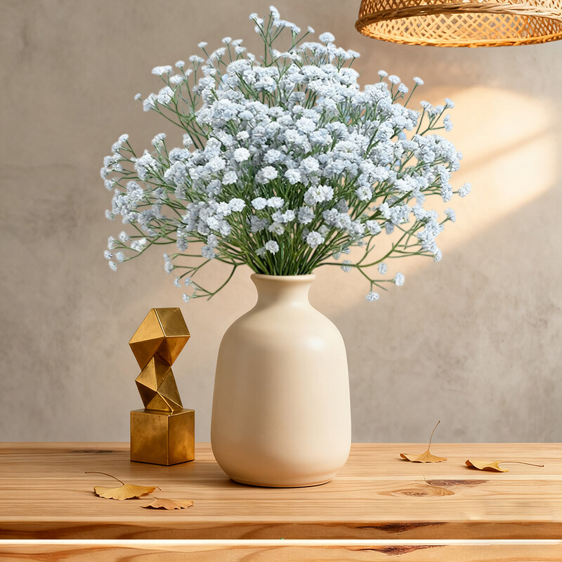 5Pcs Artificial Flowers, Fake Flowers Silk Plastic Artificial Gypsophila Realistic Fl