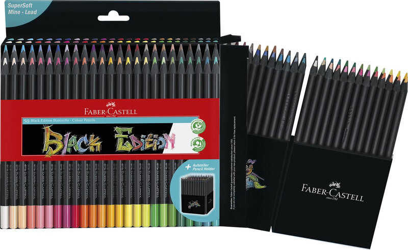 Faber-Castell Zwarte editie kleurpotloden set - 50 stuks, assortiment