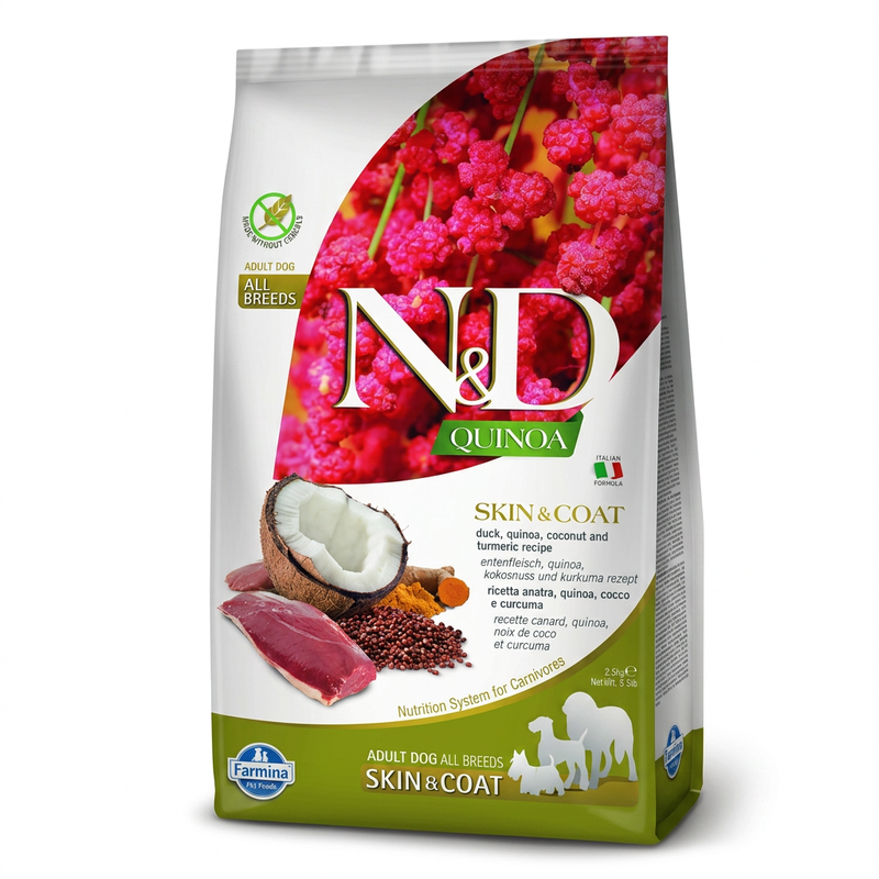 Farmina Quinoa Coat Formula (Ente, Quinoa, Kokosnuss und Kurkuma) Adult Hundefutter 2,5 kg