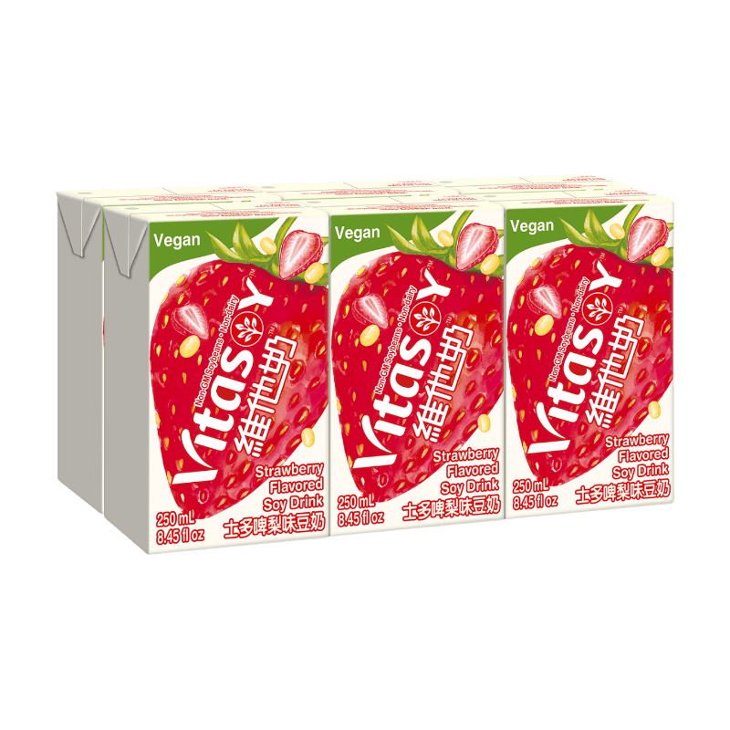 Vitasoy Light 【Cooling】【Hydration】Vitasoy Soy Drink Strawberry Flvour 6X250ml
