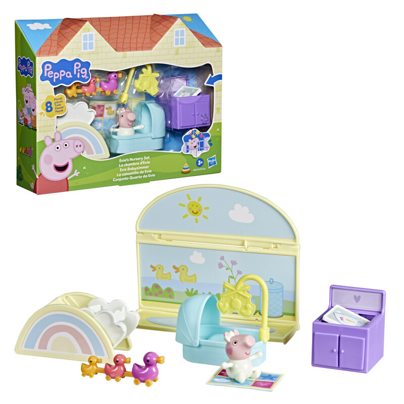 Peppa Pig Baby Evie's Nursery Playset Pre-school Figures Playset with The Newest Character For Toddlers