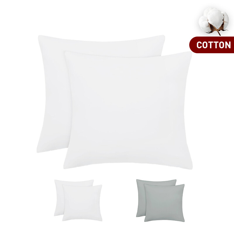 XLLX Basics 65x65 cm Kussenslopen Set van 2, 100% Katoen, Zacht en Ademend, Envelopsluiting, Wit, Kussens Niet Inbegrepen
