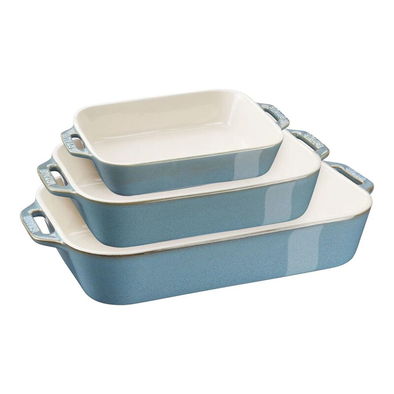 Staub Ceramique Ofenformenset, 3-tlg | Antik-Türkis | rechteckig | Keramik