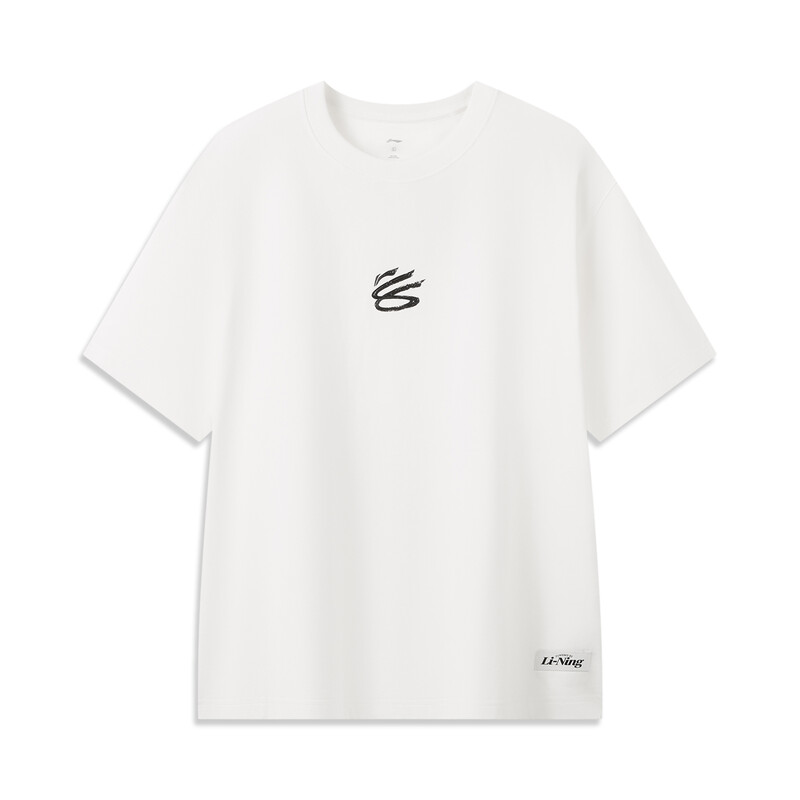 LI-NING x Stephen Curry Commemorative T-Shirt Men's Loose Fit Tees 71% Cotton 29% Polyester LiNing Basketball Graphic Top AHSWJ63 Sports Casual Daily Short T-Shirt White XL
