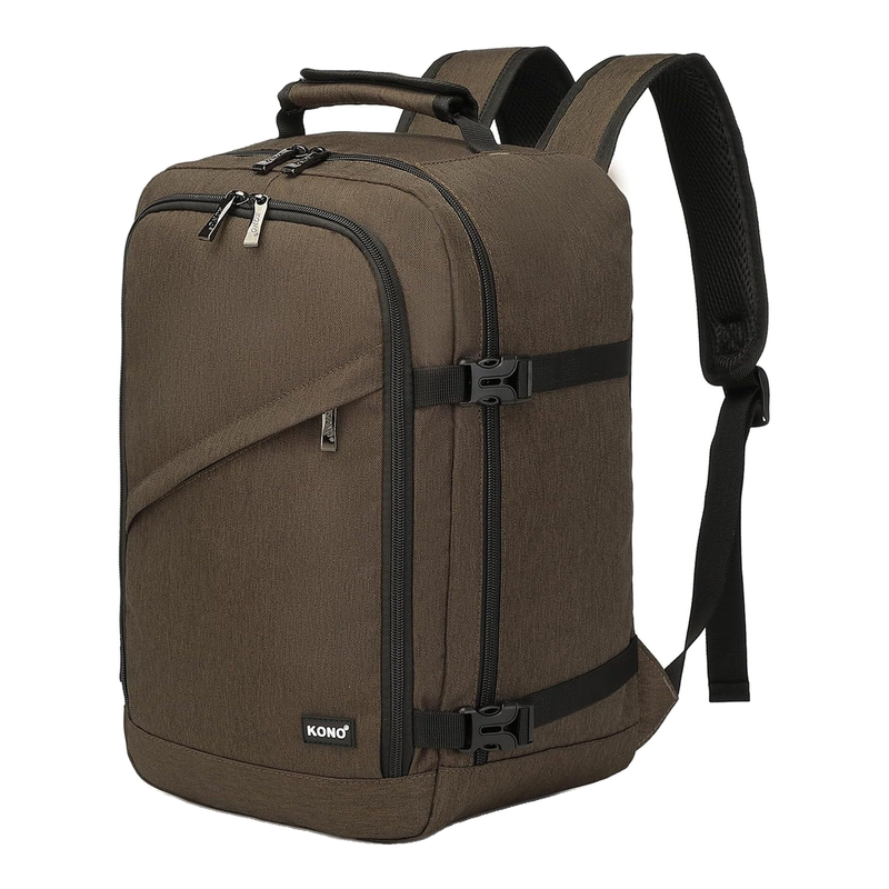 KONO Kabinenrucksack für Ryanair, 40 × 20 × 25 cm, unter dem Sitz, 20 L, Braun (B 25 × T 20 × H 40 cm)