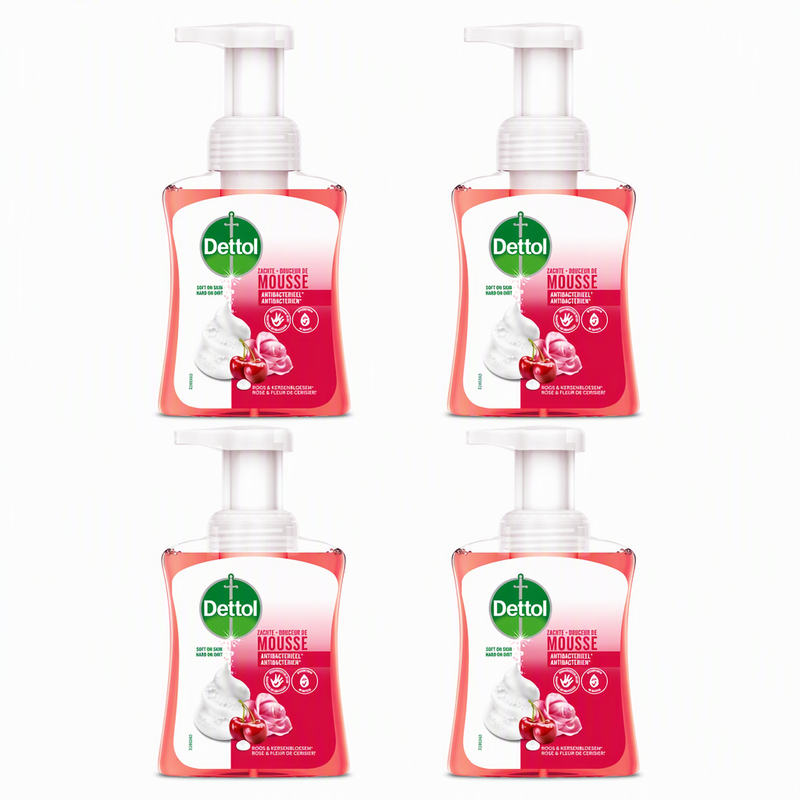Dettol schuimende handzeep roos & kersenbloesem 250 ml (4-pack)