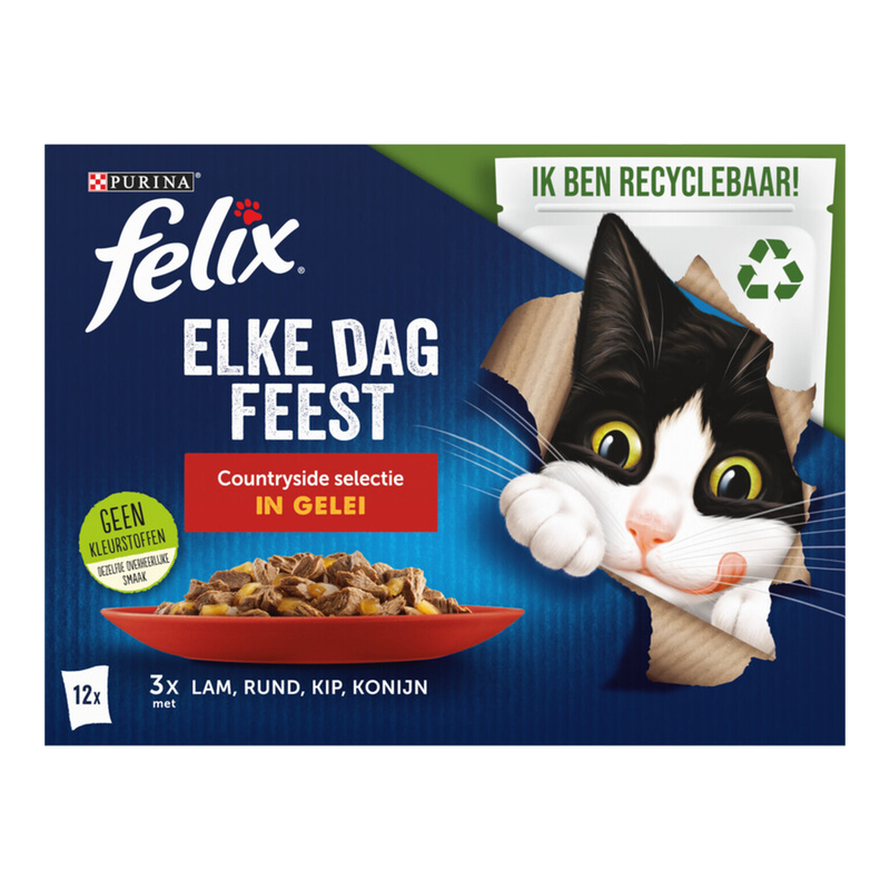 Felix Multibox Elke dag feest Countryside selectie natvoer lam, rund&kip 12 x 85 g