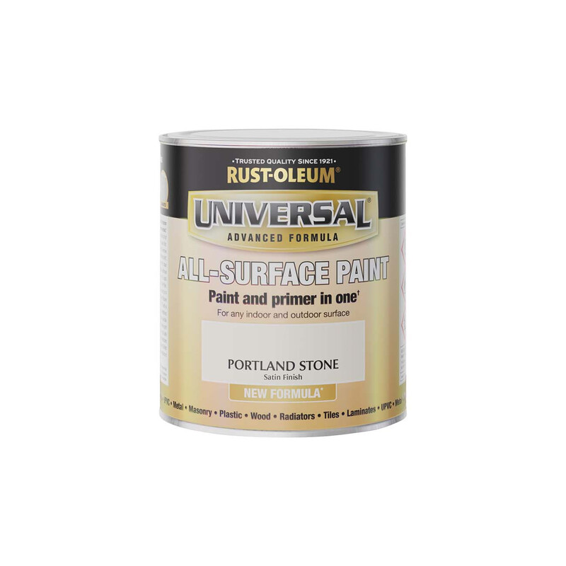Rust-Oleum Universal All-Surface Gloss Paint Satin Portland Stone 750Ml