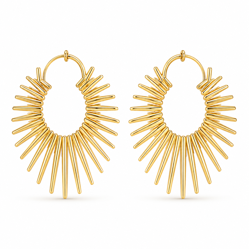 VoxorAI European and American Style Gold Sunflower Ear Cuffs, Earrings, Stud Earrings, Ear Jewelry, All-Season