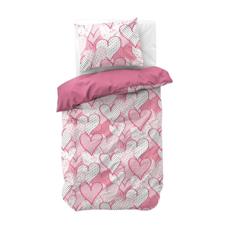Sleeptime Dekbedovertrek Kinderen Hartjes Liefde - Single - 140 x 200/220 + 1 x Kussensloop 60 x 70