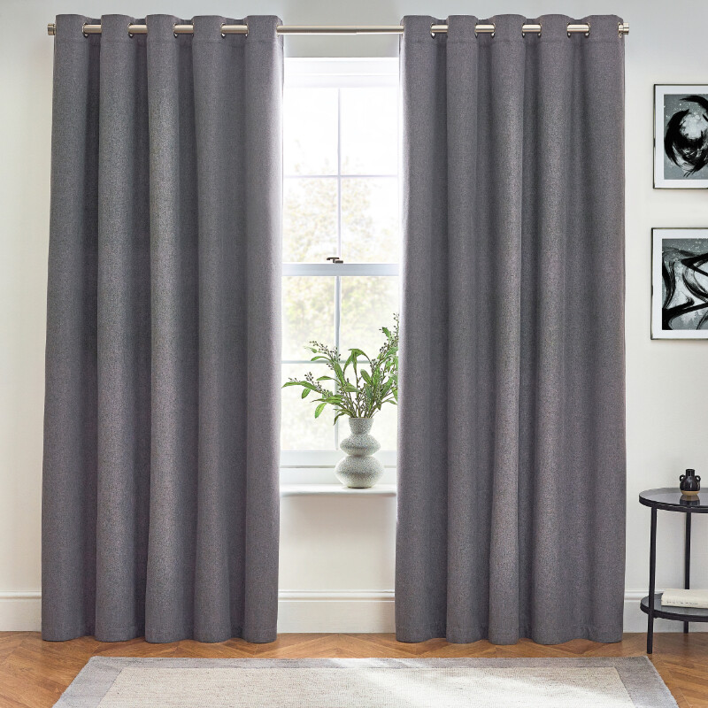 Eyelet Curtains Dawn Blackout Charcoal W:168xL:229cm