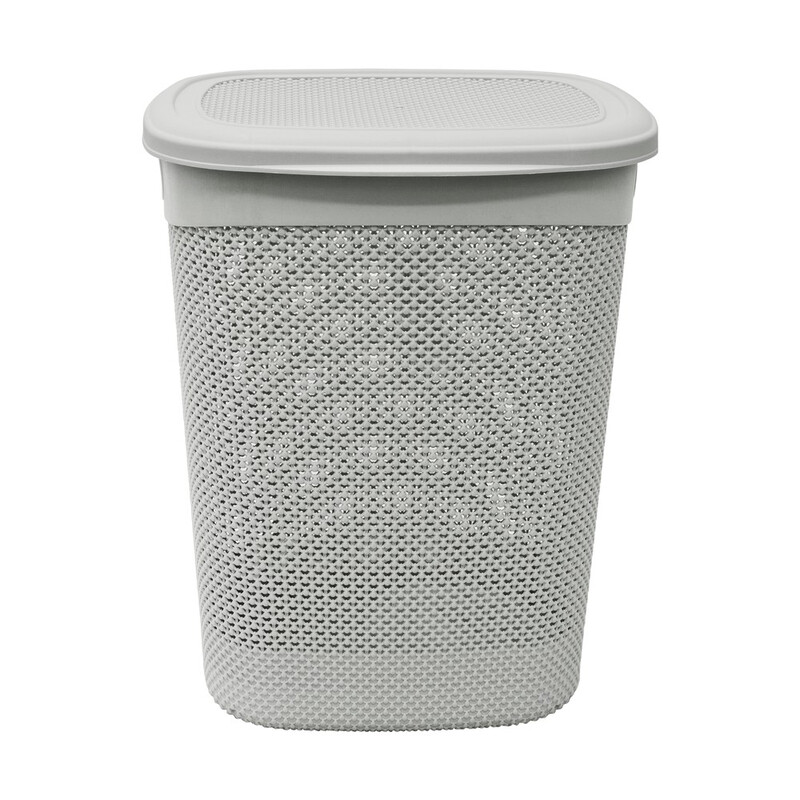 Droplette Design Plastic Laundry Basket - 52L, Ice Grey