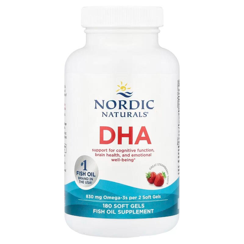 DHA Omega 3 Brain Health 830 mg Strawberry - 180 Softgels