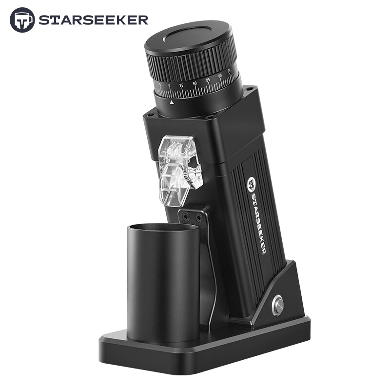 STARSEEKER E55 Pro Elektrische koffiemolen met 55mm titaniumlegering conische molensteen, 72W wisselstroommotor, zwart, professionele espressomolen met traploze aanpassing en anti-poedervliegtechniek, geschikt voor thuis en café