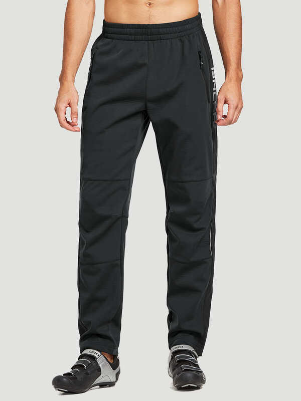 BALEAF Herren-Radhose, mit Fleece gefüttert, wasserdicht, winddicht, Wanderhose, isolierte Outdoor-Kletter-Skihose, Schwarz XXL