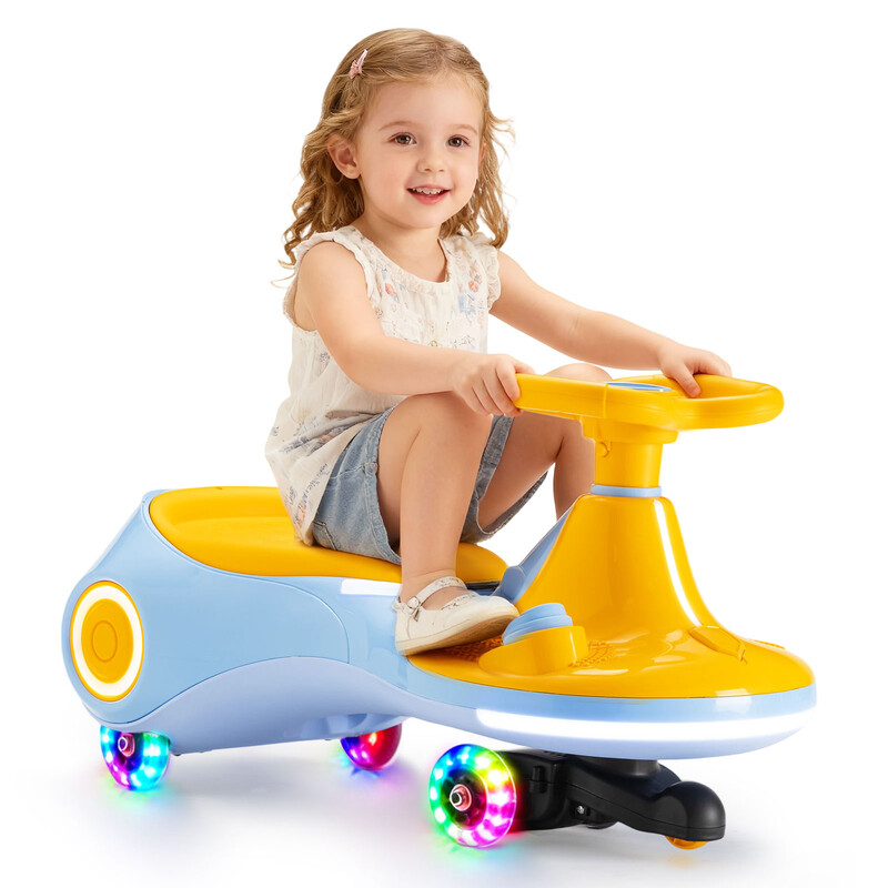 12V Electric Wiggle Car with Pedal, Rechargeable Battery, 2-in-1 Swing Scooter, 3 Spe