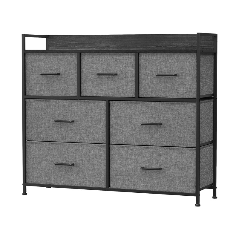 SONGMICSHOME Chest of Drawers, Dresser, Bedroom Furniture, Metal Frame, 7 Drawers, Mo