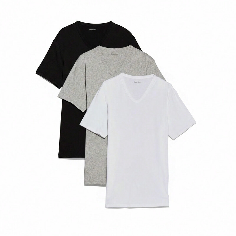 Calvin Klein MP1 T-shirt met V-hals, 3-delige set, zwart/wit/grijs gemêleerd, heren, 4XL