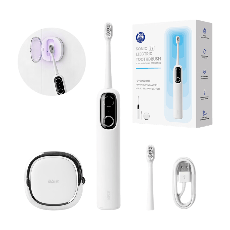 Bair Care I7 Sonic Toothbrush With 220-Day Extreme Battery Life, High-Frequency Vibration, Rechargeable, 5 Modes & 3 Intensities, Ipx7 Waterproof, Premium Oral Care For Travel & Home