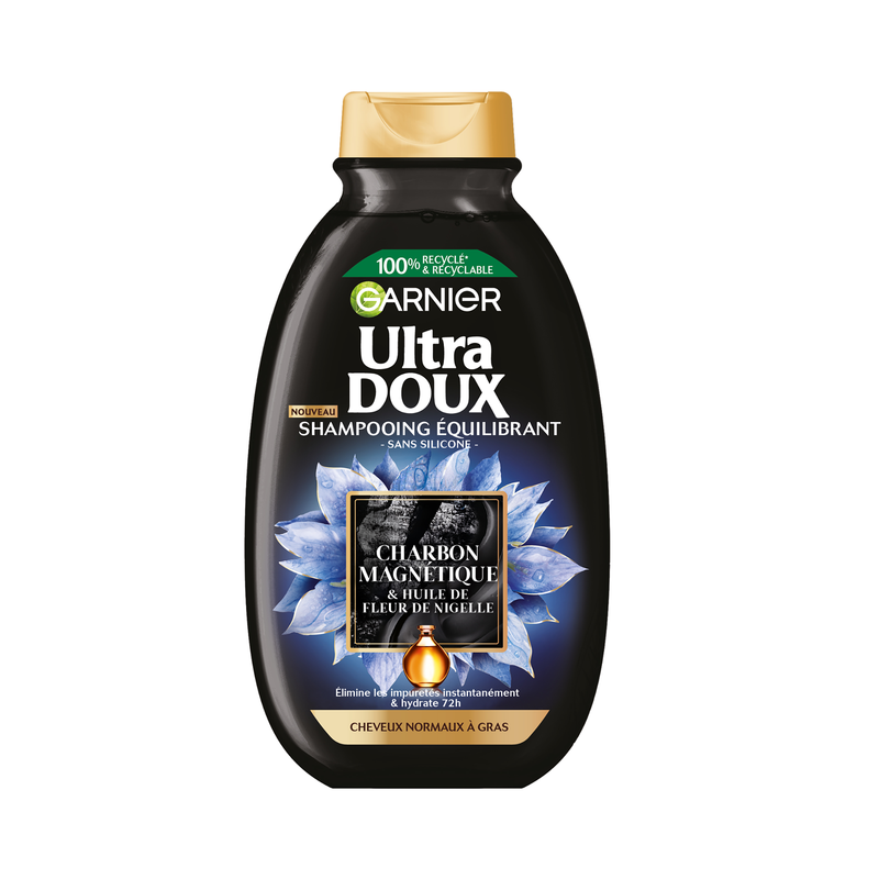 Shampoing Cheveux Normaux À Gras Magnétique Et Huile De Fleur De Nigelle Ultra Doux Garnier Le Flacon De 250ml