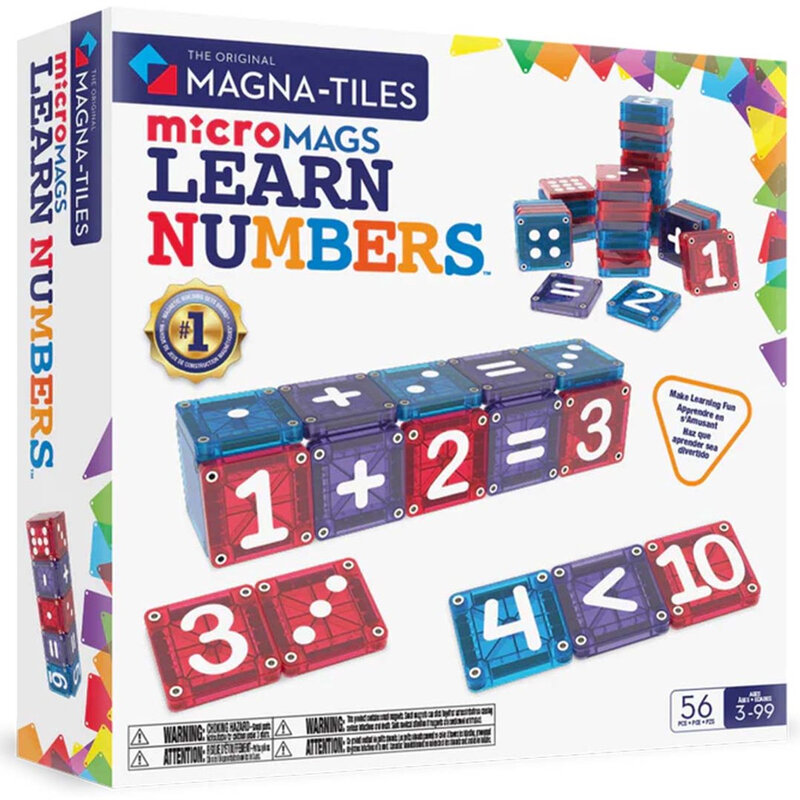 254055LN MAGNA-TILES® microMAGS Leer Cijfers 56 stuks