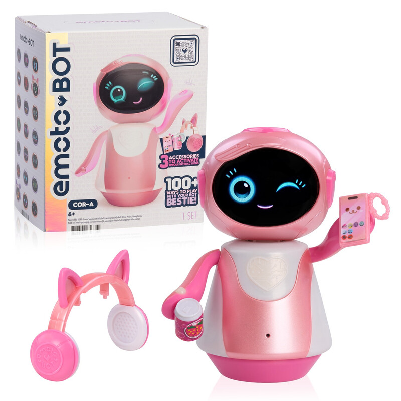 Emotobot in Pink - STEM Learning Development Educational Toy for Kids, Interactive Robots for Creative Play and Coding Skills