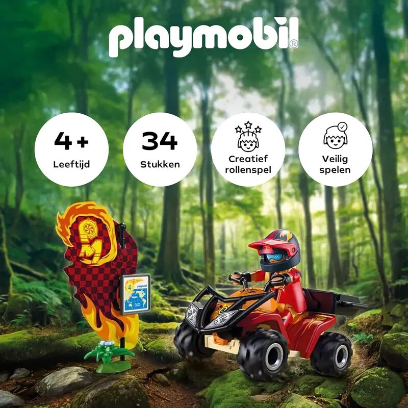 PLAYMOBIL Auto Offroad-Quad mit abnehmbarer Bullbar – Robustes Spielzeugauto für Kinder ab 4 Jahren für Abenteuer