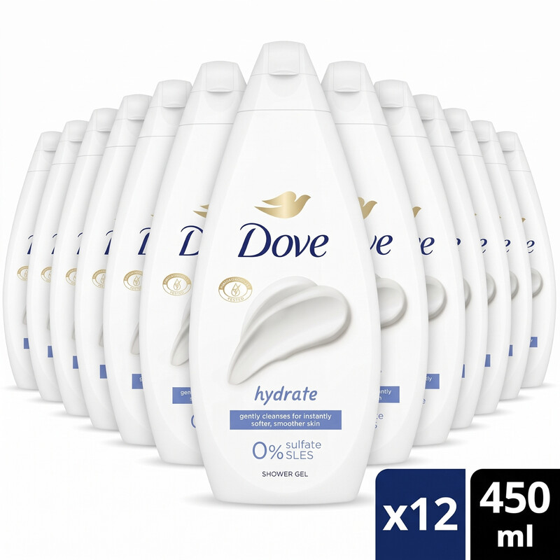 Dove Crème de douche Hydratante 12 x 450 ml (Lot de 12)