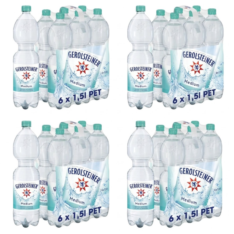 Vorteilspack 4 x Gerolsteiner Medium Mineralwasser 6x1.5 L