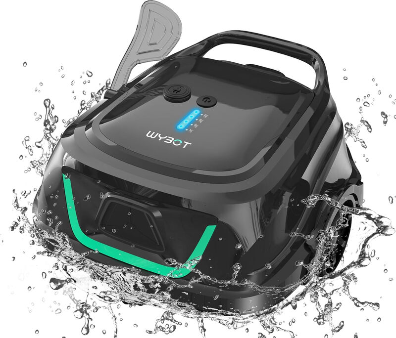 Wybot A1 Poolreiniger für Poolböden bis zu 100 m², Integrierter 2600 mAh Akku mit 120 min Laufzeit, Doppeltes Filtersystem