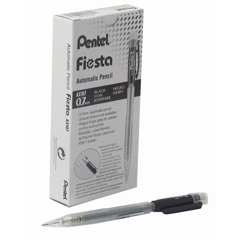 Pentel Fiesta Mechanical Pencil 0.7Mm Black Barrel Pack Of 12