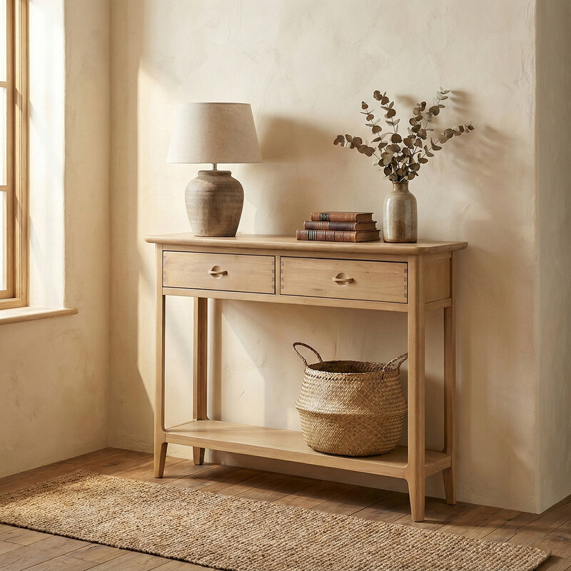 Console Table Cotswold 2 Drawer Oak