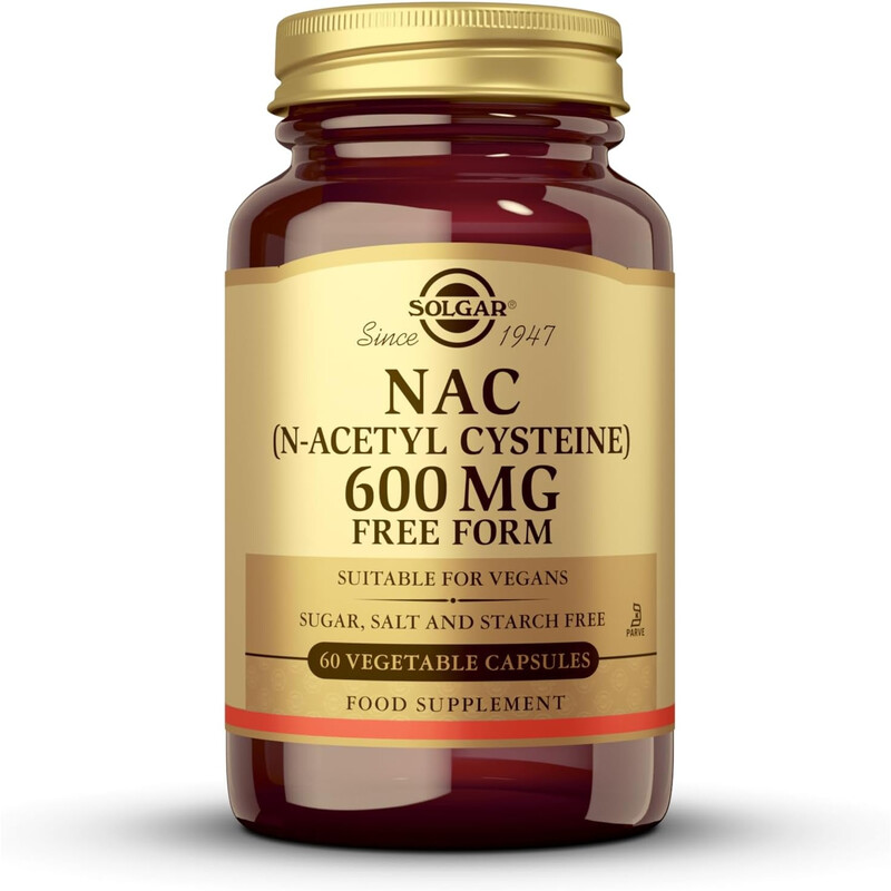Solgar NAC (N-Acetyl Cysteine) 600mg Free Form 60 Vegetable Capsules
