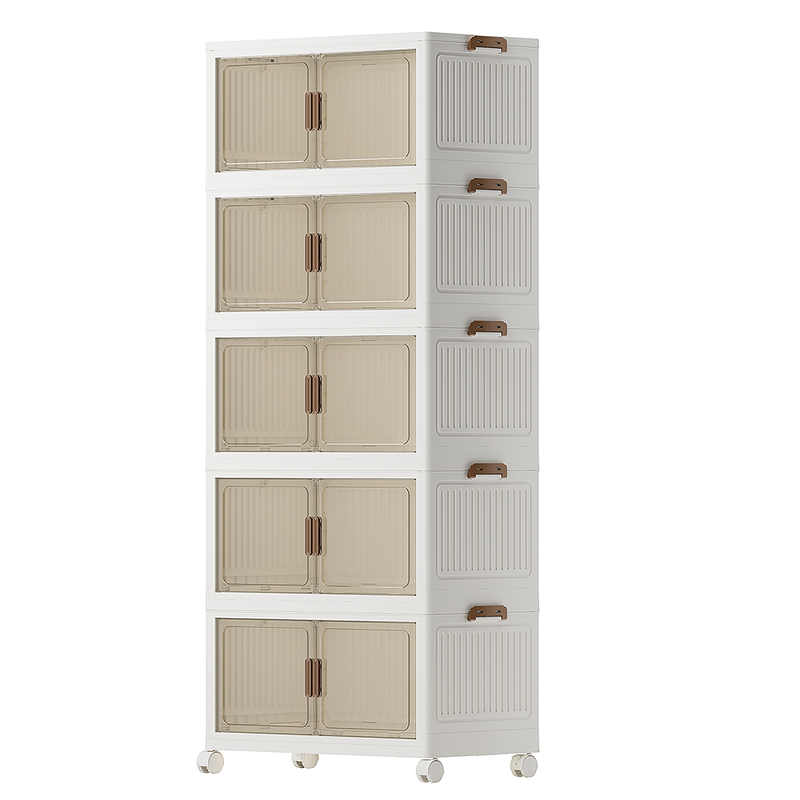COIZYZZL Aufbewahrungsschrank ohne Montage – Breite 55 cm, 5 Stück – Mit Rollen, klappbar, magnetisch, großes Fassungsvermögen – Nachttisch, Aufbewahrungsboxen für Wohnzimmer/Schlafzimmer/Arbeitszimmer