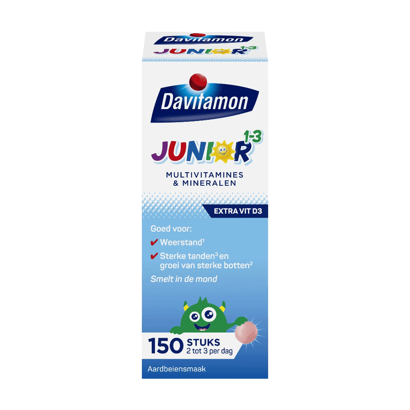 Davitamon Multivitaminen en Mineralen Junior 1-3 Aardbei 150 Smelttabletten