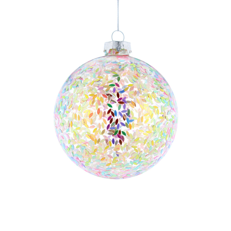 Festive Christmas Glass Ball Decorations - 10Cm Holographic Flecks Holiday Tree Ornament for Seasonal & Party