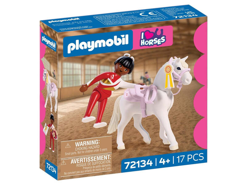 PLAYMOBIL Reitspielzeug: Voltigieren-Set mit Pferd und akrobatischen Spielfiguren für kreative Spielabenteuer ab 4 Jahren