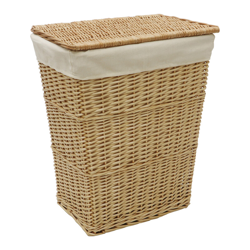 Acacia Rectangular Willow Laundry Basket with Lid - Honey Finish