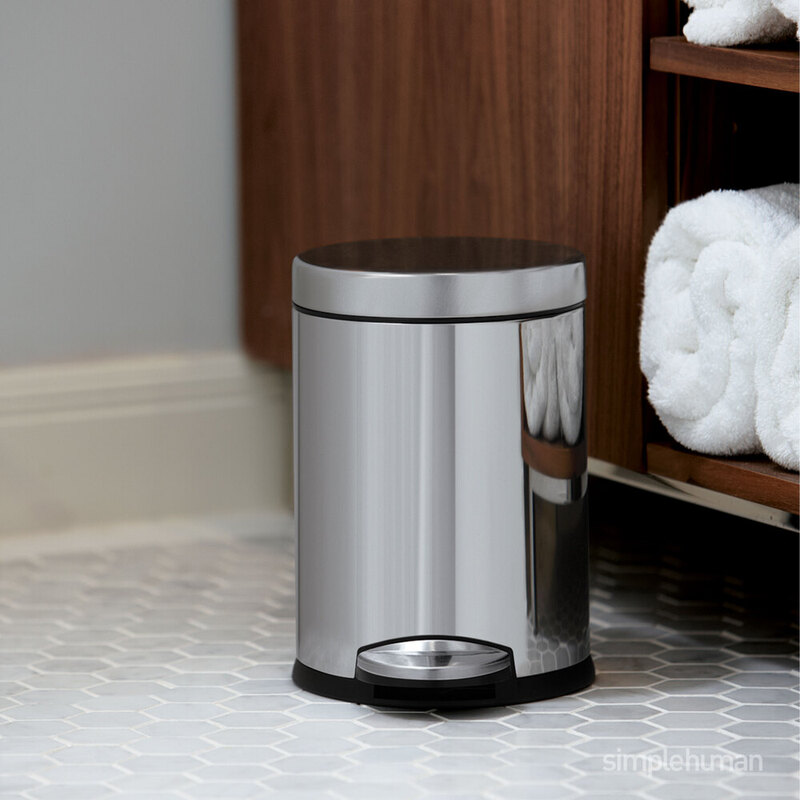Simplehuman 4.5L Round Bathroom Pedal Bin, White Steel