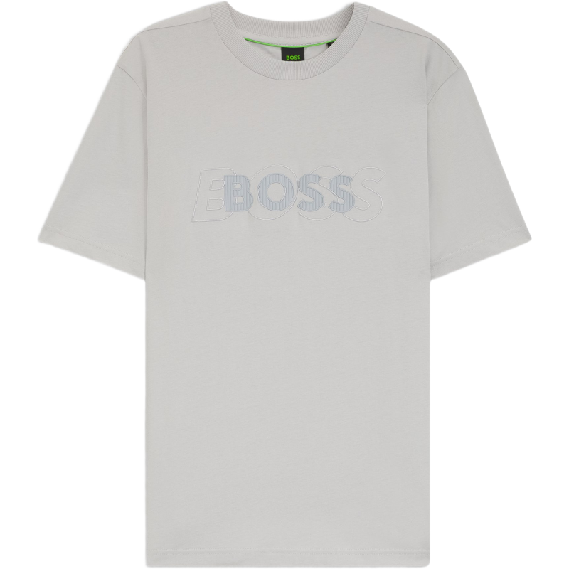 BOSS Stretch-cotton T-shirt with Contrast Logo Grey