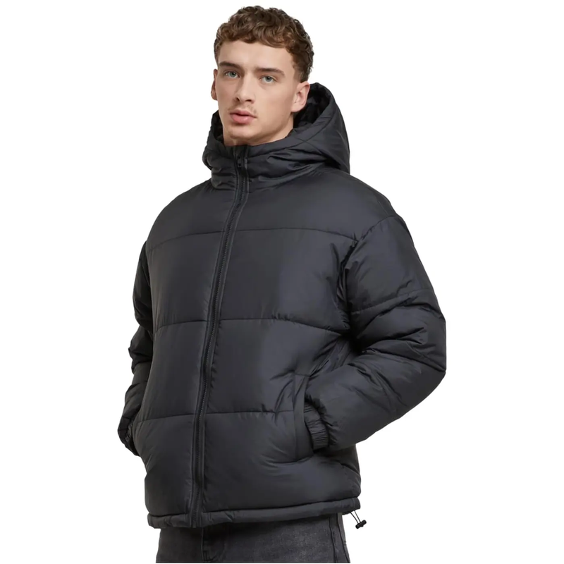 Urban Classics Basic pufferjack met kap - winterjacken/kleding - zwart - XXL