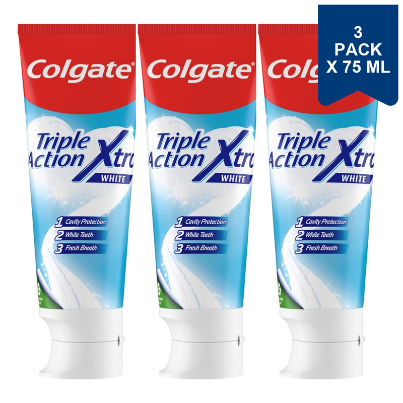 Colgate Tandpasta - Triple Action White 75 ml. (3-Pack)