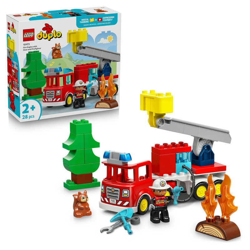 DUPLO 10473 Feuerwehrwagen mit Schlauch und Feuerwehrmann