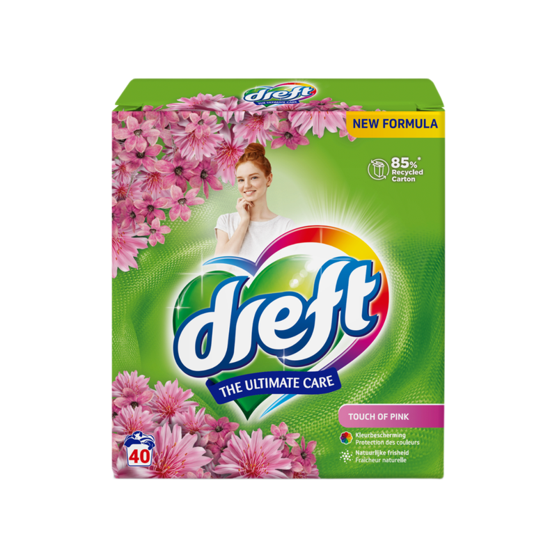 Dreft poederwasmiddel met vleugje roze, 40 stuks, 2,6 kg