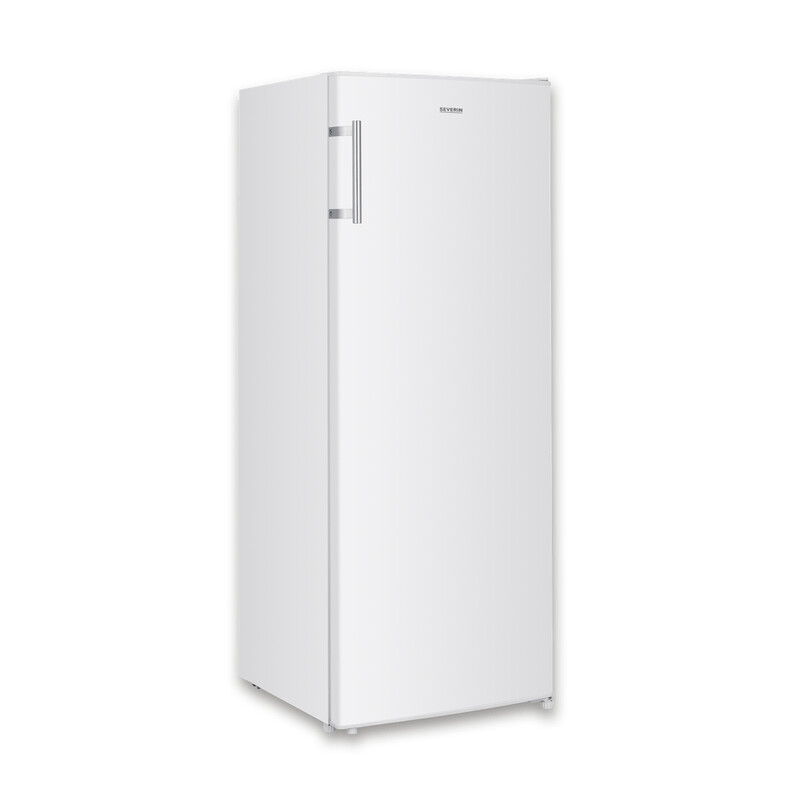 Severin Vollraumkühlschrank, 242 L, Energieeffizienzklasse D, Gemüsefach, Höhe 143 cm, verstellbare Einlegeböden, LED-Innenbeleuchtung, Türanschlag wechselbar, 83 kWh, weiß/Metall, VKS 8817