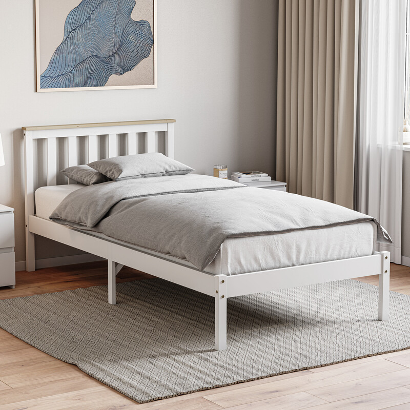 Vida Designs Bed Frame Milan Wooden Low Foot White/Pine Single