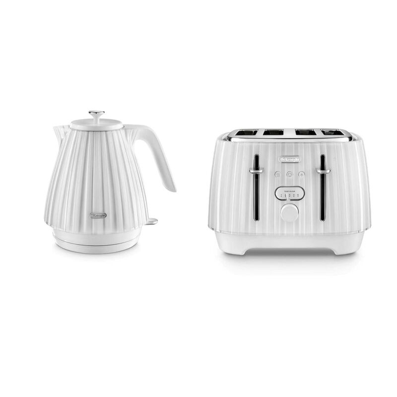 DE‘LONGHI De’Longhi Ballerina Kettle and 4-Slice Toaster Bundle- 1.7L, White - KBD3001.W, CTD4003.W