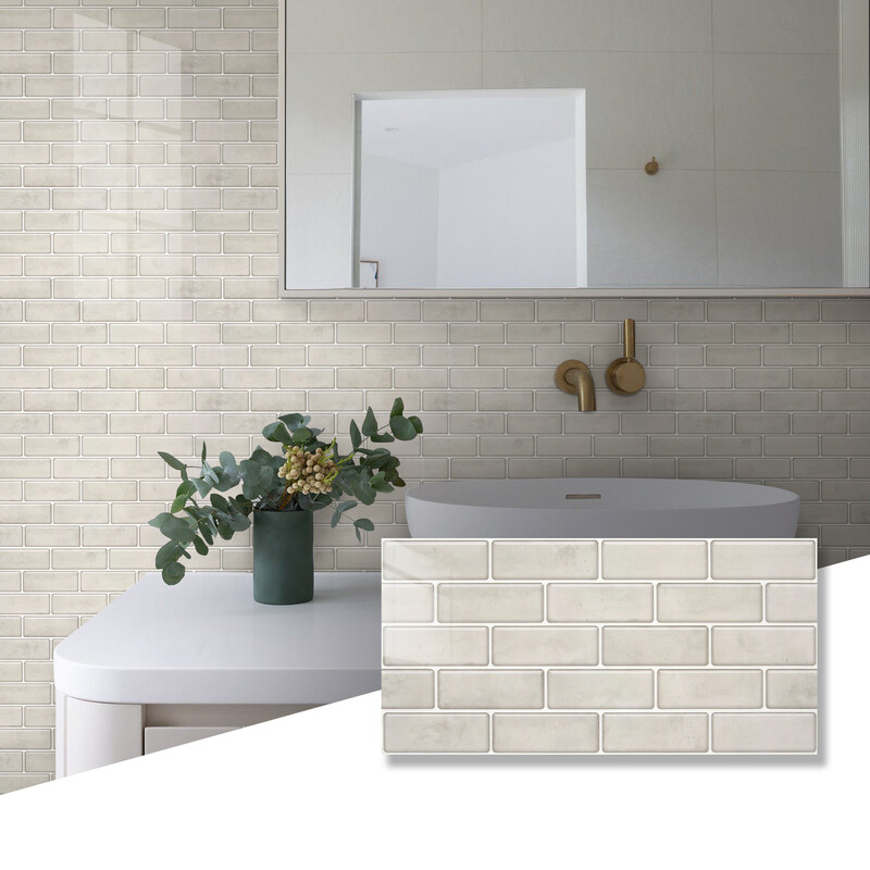 Commomy Glänzende Beige Wandstickers, Selbstklebende PET Fliesen-Wandstickers, 30 x 15 cm, 12 Stück, Wasserdicht & Hitzebeständig, Leicht zu reinigende dekorative Wandabdeckung für Küche, Esszimmer, Eingangsbereich & Heimdekoration