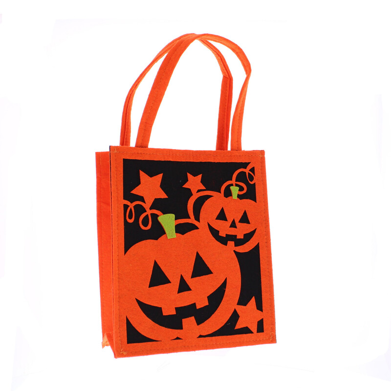 Festive Orange 35Cm Halloween Pumpkin Felt Bag