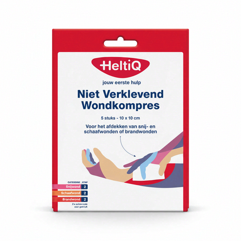 HeltiQ Niet verklevend wondkompres 10 x 10 cm 1 karton 5 stuks